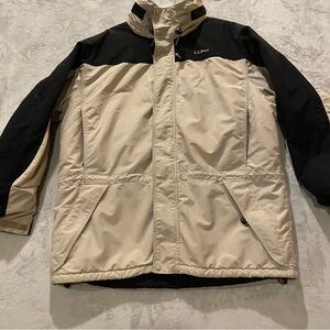 LLBean Coat Men’s XL Regular Black Tan Outdoor Outfitter Thinsulate